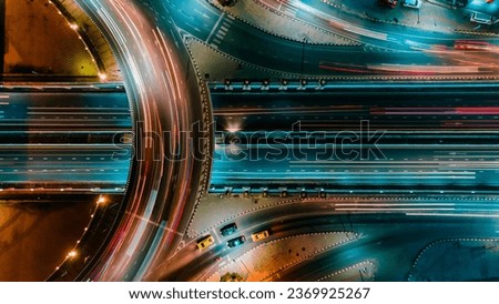 Expressway top view, Road traffic important infrastructure in Thailand, Road and Roundabout. Public Modern Clever transportation and transport or commuter transport. Royalty-Free Stock Photo #2369925267