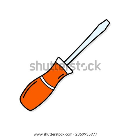 Screwdriver vector icon in doodle style. Symbol in simple design. Cartoon object hand drawn isolated on white background. Royalty-Free Stock Photo #2369935977