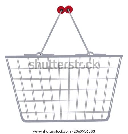 Vector realistic mock up of empty shopping  basket with  red plastic handles for buy grocery, food and goods in market and shop