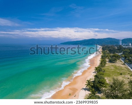 Beautiful beach seacoast view at open sea in summer season,Nature Environment and Travel background,Amazing sea ocean background,Top view beach sea space area