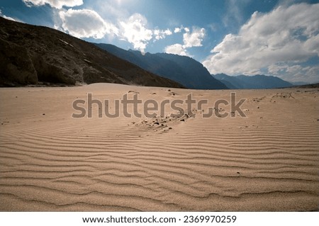 Sand dunes in Nubra valley in Himalayas. Hunder, Nubra valley, Ladakh Royalty-Free Stock Photo #2369970259