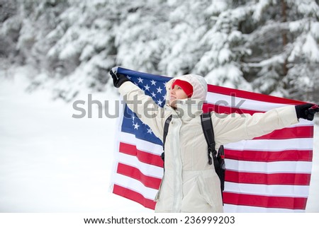 Young traveler enjoy her winter vacation outdoors