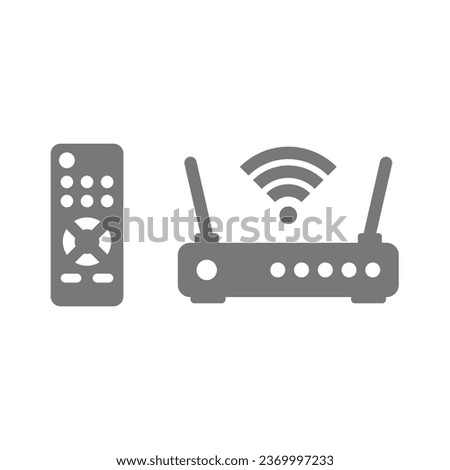 Tv and internet provider service icons. Remote control and router, wi fi, wireless connection and television icon set. Royalty-Free Stock Photo #2369997233