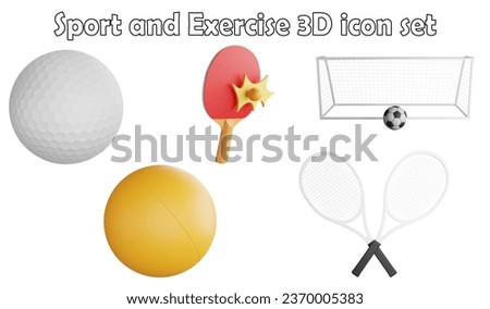 Sport and exercise clipart element ,3D render sport concept isolated on white background icon set No.8