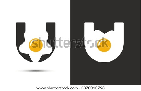 Modern illustration logo design initial U combine with fried egg.