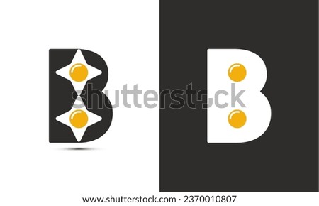 Modern illustration logo design initial B combine with fried  egg.