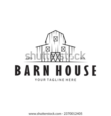 Vintage organic farmhouse or barn,warehouse, rustic barn and animal farmhouse logo design. Royalty-Free Stock Photo #2370012405