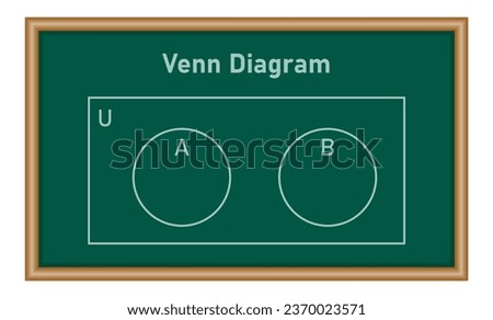 Venn diagram of two disjoint circles. Vector illustration isolated on chalkboard. Royalty-Free Stock Photo #2370023571