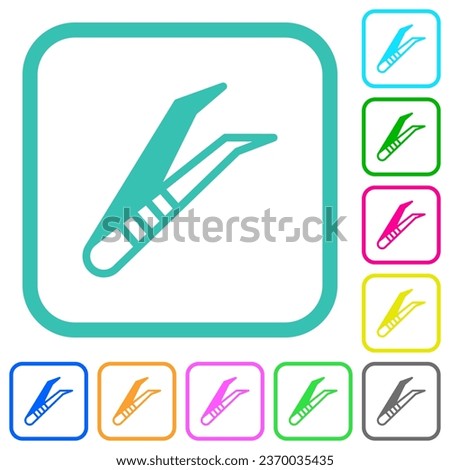 Medical tweezers vivid colored flat icons in curved borders on white background Royalty-Free Stock Photo #2370035435