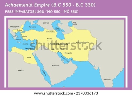 achaemenid empire map vector draw (550-330) Royalty-Free Stock Photo #2370036173