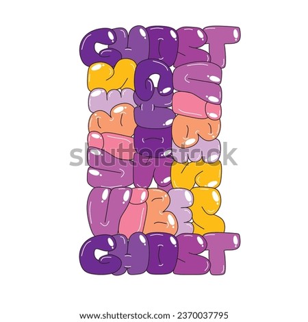Violet and Yellow Graffiti text street art with splashes of paint, inscriptions and space for text. Design elements for covers and wall decorations. Cartoon flat vector 