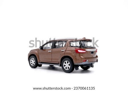 isolated simple brown suv car back view on white background that easily removable.