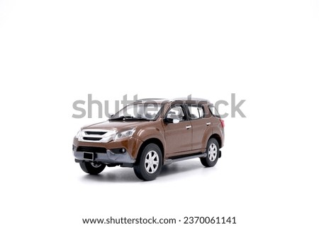 isolated simple brown suv car front view on white background that easily removable.