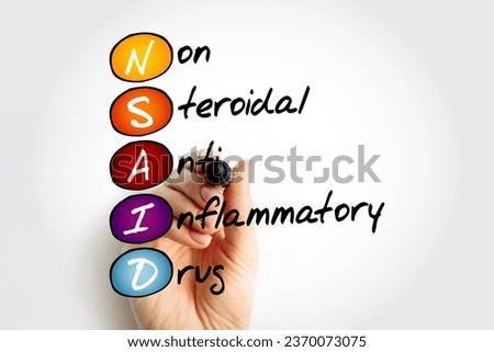 NSAID Nonsteroidal anti-inflammatory drug - medicines that are widely used to relieve pain, reduce inflammation, and bring down a high temperature, acronym text concept Royalty-Free Stock Photo #2370073075