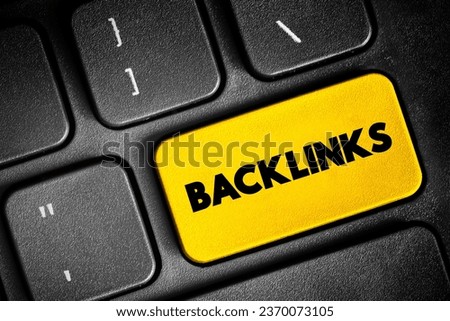 Backlinks text button on keyboard, concept background Royalty-Free Stock Photo #2370073105