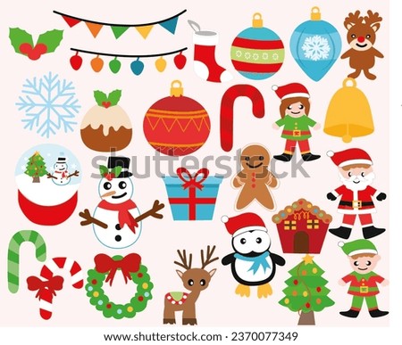 Christmas Clipart,clip art set of Santa, wreath,holly,presents,Christmas, digital clipart,Instant Download