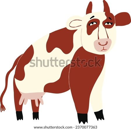quirky comic funny cartoon cow character. Charming Strange cow animal illustration