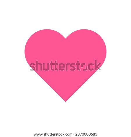 pink heart basic simple shapes isolated on white, geometric heart icon, 2d shape symbol of love, clip art geometric heart shape for kids learning