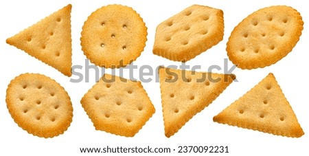 Mix of crackers isolated on white background with clipping path