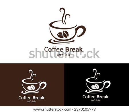 Coffee shop logo. Cafe mug icon. Latte symbol. Espresso hot drink cup sign. Arabica cappuccino emblem. Vector illustration.