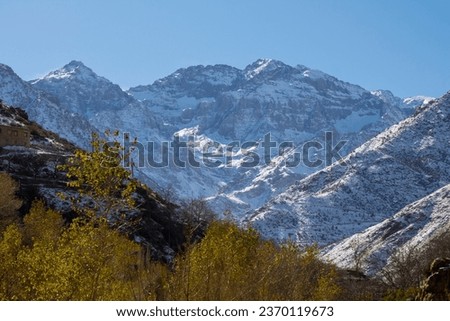 Snowy mountains in Morocco , atlas mountains, toubkal summit Royalty-Free Stock Photo #2370119673