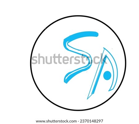 Logo design simple symbol "SA" letters in blue color