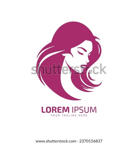 Minimal and abstract logo of lady vector girl icon woman silhouette female isolated template design pink lady
