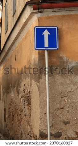 One way sign in the street photo