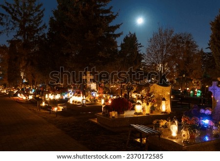 Catholic cemetery during All Saints' Day on November 1, celebrated in the Christian religion.