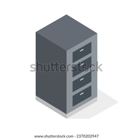 Cabinet for documents isometric illustrated in vector