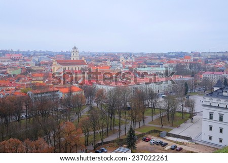 VILNIUS,  LITHUANIA, November 17, 2014: Panoramic View of Vilnius