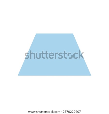 blue trapezoid basic 2d shapes isolated on white background, geometric trapezoid symbol, clip art geometric trapezoid shape for kids learning