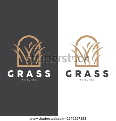 Green Grass Logo Design, Farm Landscape Illustration, Natural Scenery Vector