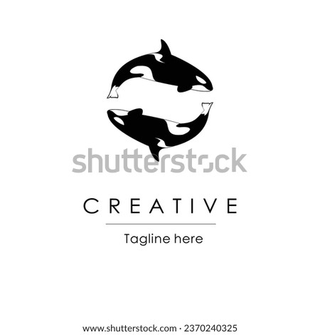orca whale vector logo, simple and elegant design.