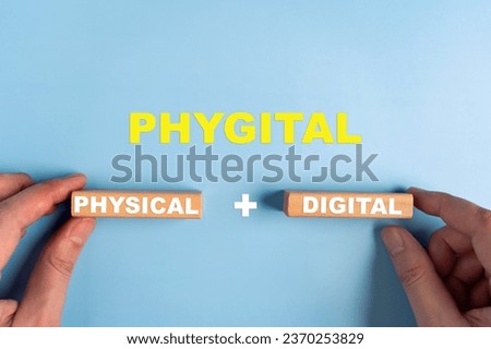 Phygital marketing involves merging tangible physical and the digital physical and digital experiences. Royalty-Free Stock Photo #2370253829