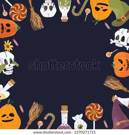Halloween Frame Background and Illustrations