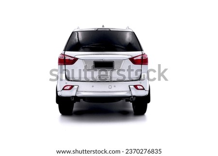 isolated simple and metallic suv car back view on white background  Royalty-Free Stock Photo #2370276835