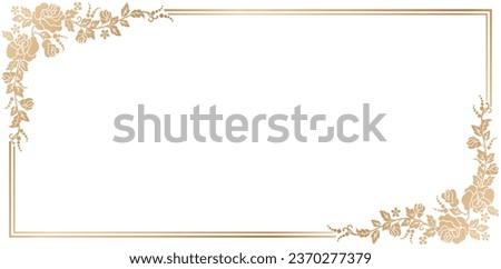 vector illustration of rose flower corner frames with golden colors isolated white backgrounds for certificate of completion template, Presentations, User interface ads, Layouts, collages, scene desks Royalty-Free Stock Photo #2370277379