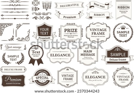 Labels and badges, retro ribbons, Vintage typographic design elements set vector illustration. luxury ornate logo symbols, calligraphic swirls.