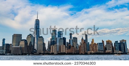 panorama of metropolitan city. metropolis cityscape. new york downtown. manhattan skyline. new york city. skyscraper building of nyc. ny urban city architecture. midtown manhattan and hudson river