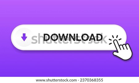 3D blue download button icon. Upload icon. Down arrow bottom side symbol. Click here button. Save cloud icon push button for UI UX, website, mobile application. Royalty-Free Stock Photo #2370368355