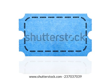Blue ticket isolated on white background. 