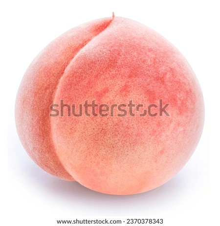 Peach fruit isolated on white background, Fresh Peach on White Background With clipping path. Royalty-Free Stock Photo #2370378343