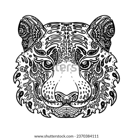 Tiger head in ethnic style. Tiger vector logo