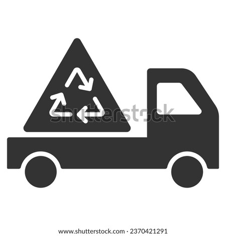 Garbage truck silhouette. Vector flat icon