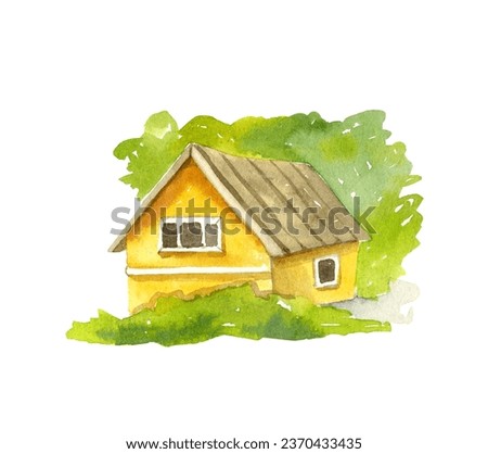 Watercolor cute house. Hand-drawn illustration isolated on the white background