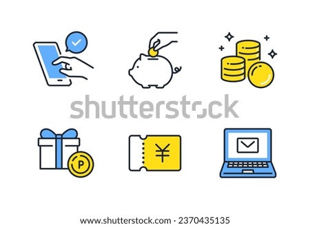 Business simple vector line drawing icon illustration set material