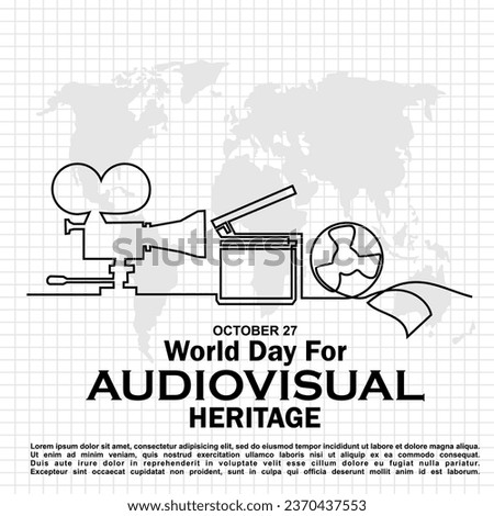World Day For Audiovisual Heritage, October 27, poster and banner vector Royalty-Free Stock Photo #2370437553