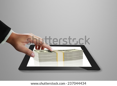 Businessman using tablet social connection,conceptual image of social connection