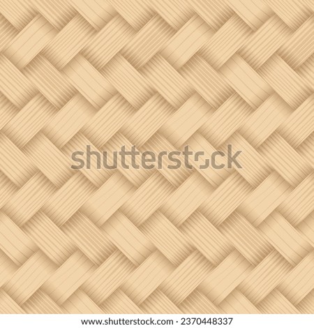 Bamboo woven concept. Traditional asian pattern, rustic handicraft decor. Wicker texture for basket. Fabric or textile formed by weaving. Background from natural wooden material vector illustration. Royalty-Free Stock Photo #2370448337